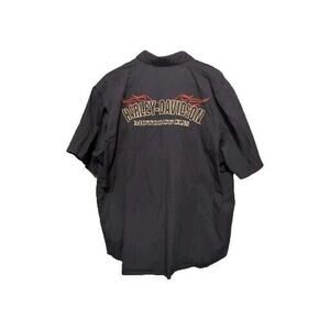 Harley Davidson Men's Motorcycle Snap down Fl Short Sleeve Shirt Size 2Xl Black